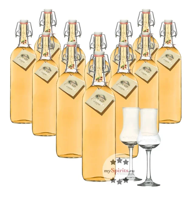 12 x Prinz Alte Wald-Himbeere + 2 gratis Schnapskelche