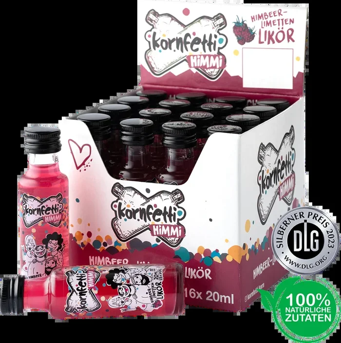 16x Kornfetti Himmi Minis – Himbeer-Limetten-Likör