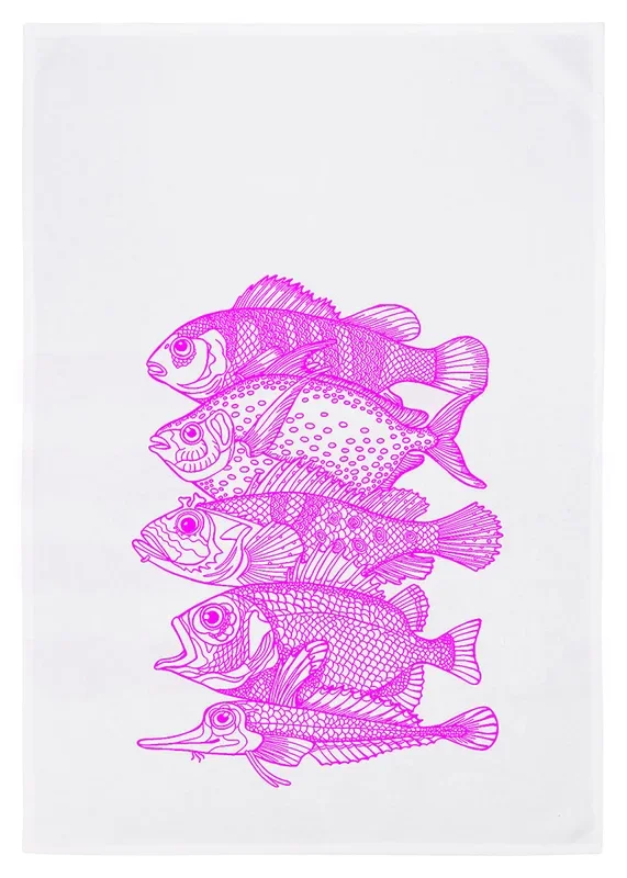 17:30 Geschirrtuch | Fische | neon-pink