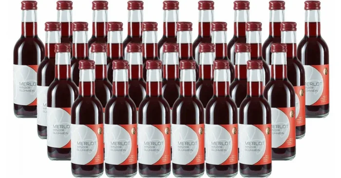 30 Fl. Roter Merlot Glühwein in 0,25 ltr. Flasche