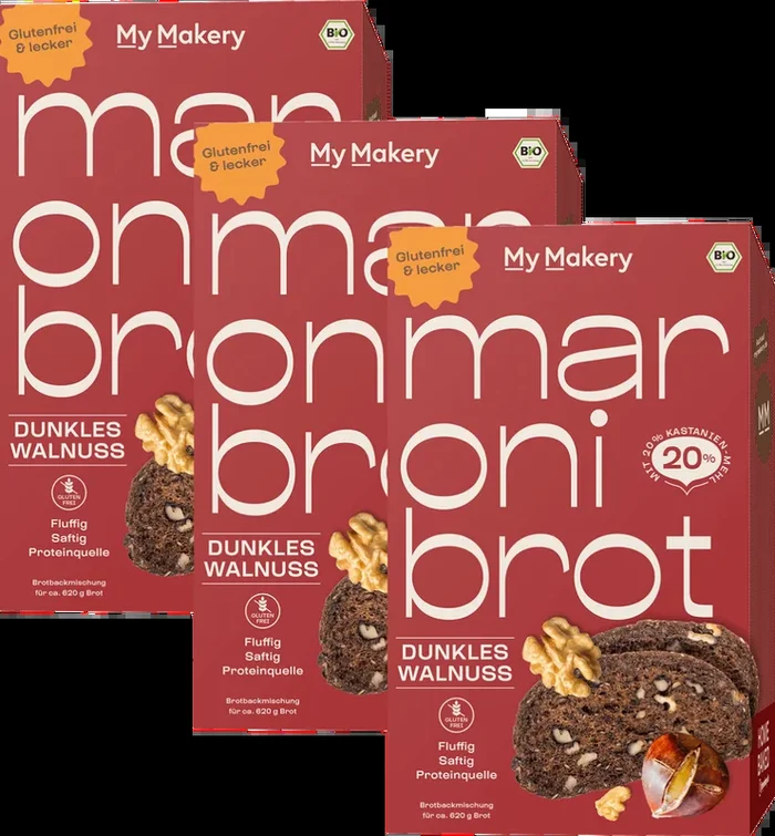 3x Maronibrot Dunkel Walnuss Bio Brotbackmischung