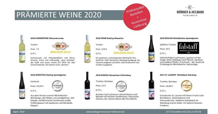 6 Prämierte Weine 2020