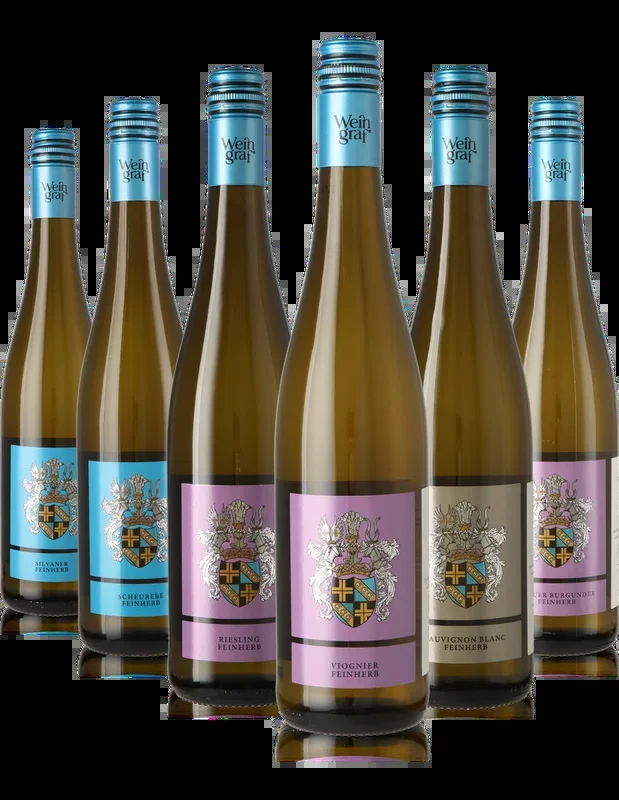 6er Weinpaket halbtrockene/feinherbe Weißweine aus Deutschland