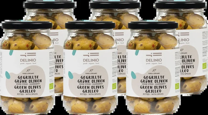 6x Gegrillte grüne Bio Oliven mariniert