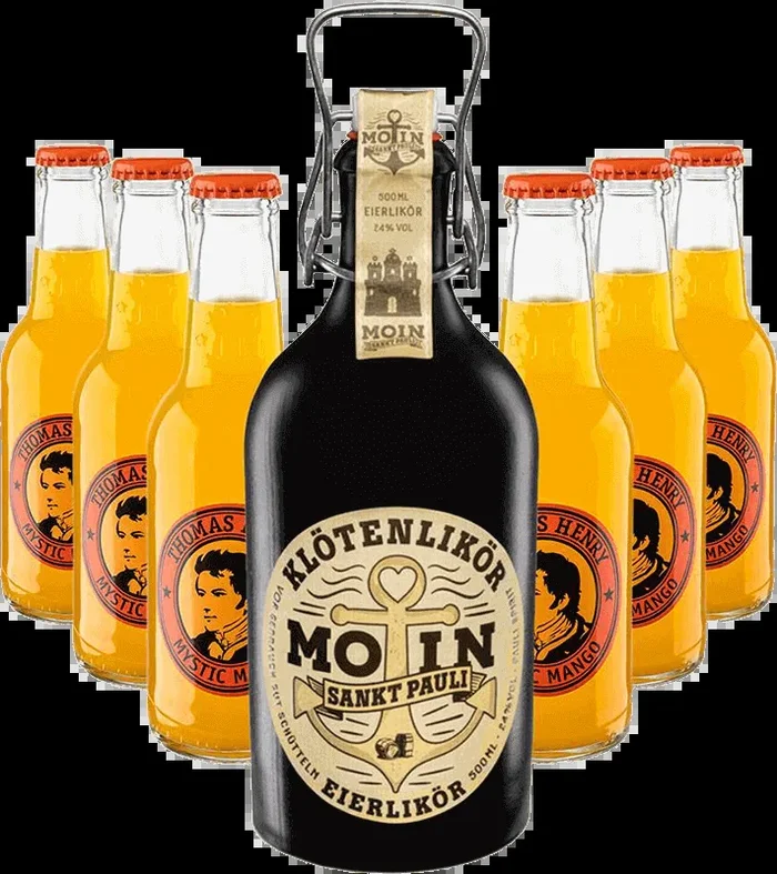 „Deine Mudda“: MOIN Eierlikör + 6x Thomas Henry Mystic Mango Limo 200ml