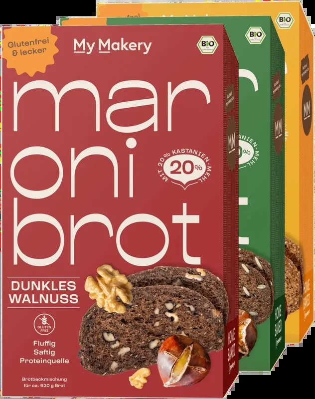 „Protein-Power“ Maronibrot Probierpaket (3x glutenfreie Bio Brotbackmischungen)