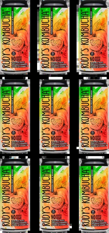 9x Rudy’s Kombucha – Passionfruit & Mango