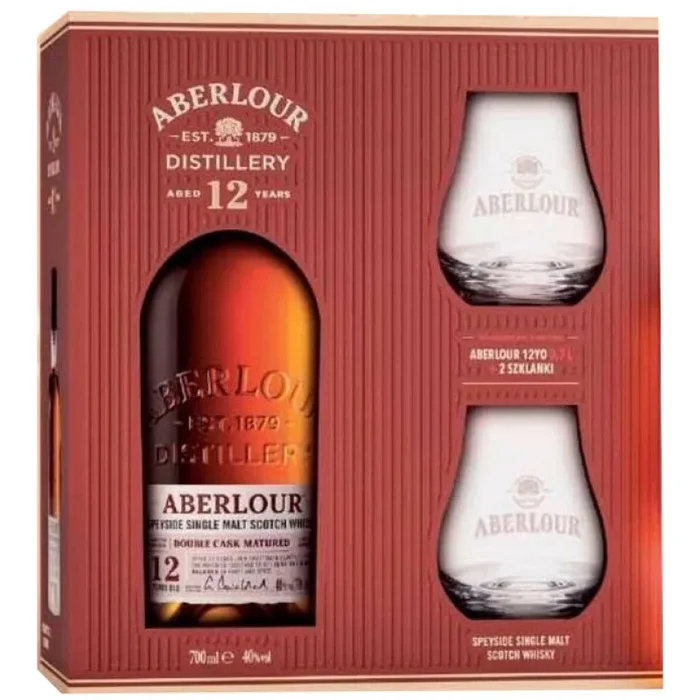 ABERLOUR SPEYSIDE SINGLE MALT Double Cask Matured WHISKY 40% 12YO + 2SZKLANKI 0.7L