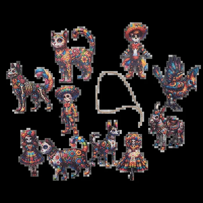 Alebrije Holzfigur-Anhänger mexikanisch bunte Motive als Set oder einzeln