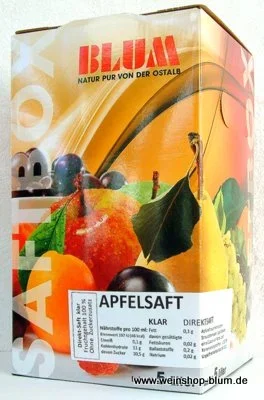 Apfelsaft klar aus Äpfeln der Ostalb, 5 Liter Bag in Box, 100 % Fruchtgehalt