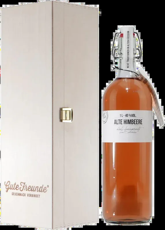 Birkenhof Alte Himbeere berry brandy magnum bottle with wooden gift box