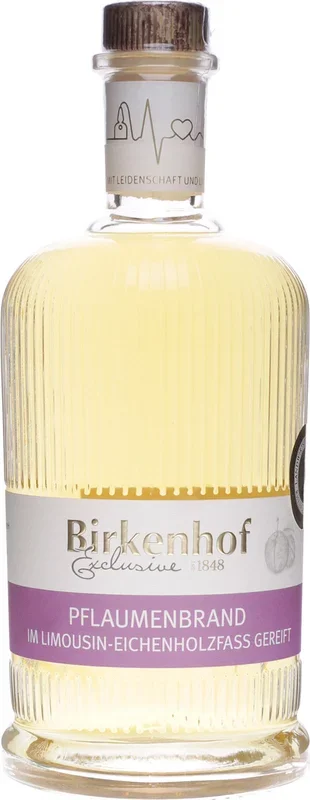 Birkenhof Pflaumenbrand im Limousin Eichenholzfass gereift 0,5 Liter 40 % Vol.