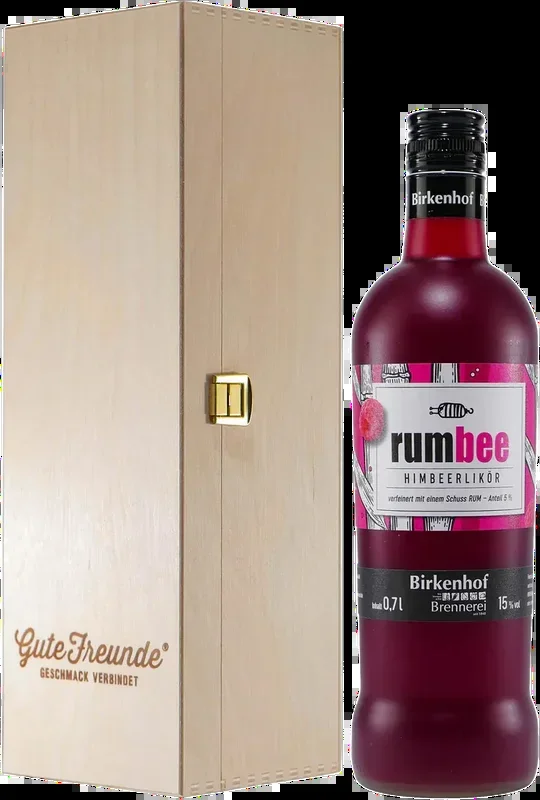 Birkenhof RumBee raspberry liqueur with wooden gift box