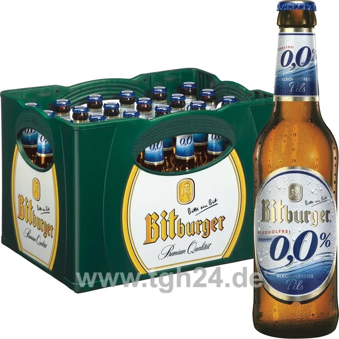 Bitburger 0,0 Pils Alkoholfrei 24×0,33 l – tgh24 – Fachgroßhandel für Getränke