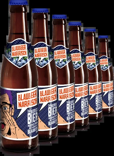 Blaubeer Narrisch – mixed beer drink with blueberry syrup – six-pack