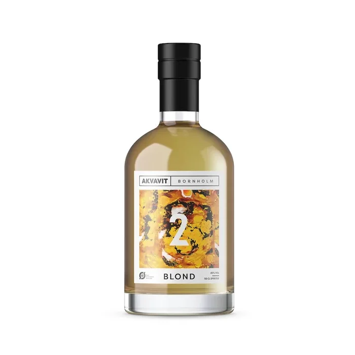 Bornholm Blond Gylden Akvavit in Geschenkbox. Bio goldender Aquavit. 0,5l, Alk. 40% vol.
