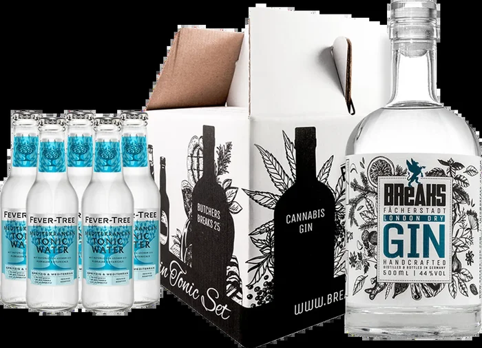 Breaks Genießer-Set Premium Dry Gin (1x London Dry Gin + 5x Fever Tree Mediterranean Tonic Water)