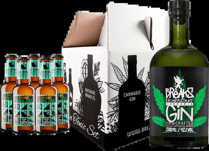 Breaks Gourmet Set Cannabis Gin (1x Cannabis Gin + 5x Aqua Monaco Organic Herbal Tonic)