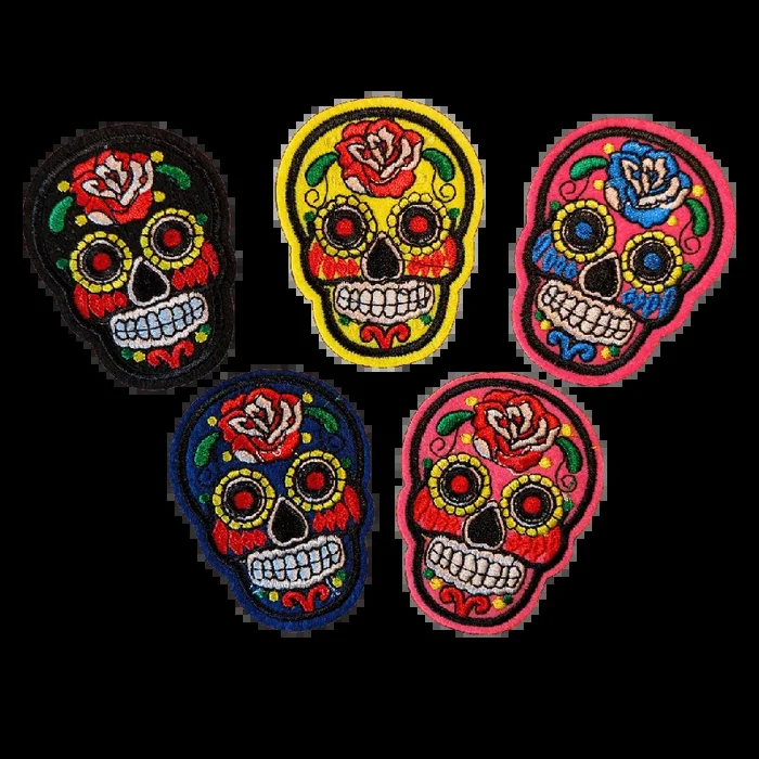 Bügelpatch Aufnäher Bügelbild Dia de los Muertos Schädel als Set oder einzeln