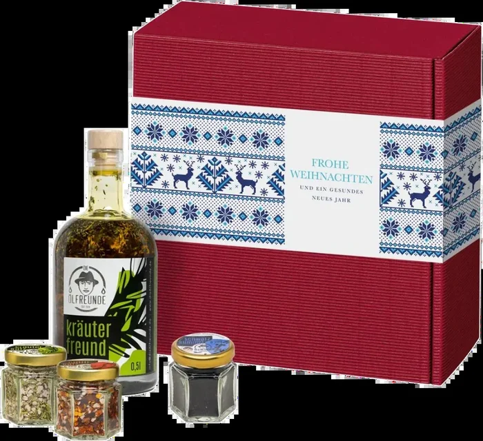 Christmas box Rudolph (1x herbal oil + 1x herbal salt + 1x chili salt + 1x black cumin seeds)