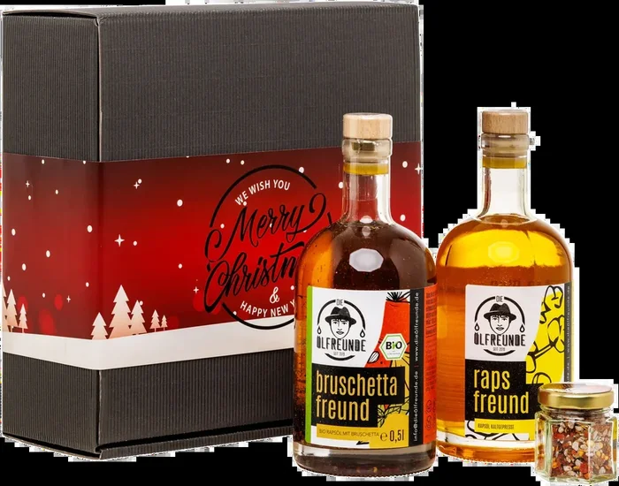 Christmas box White Christmas (1x organic bruschetta oil + 1x rapeseed oil + 1x chili salt)