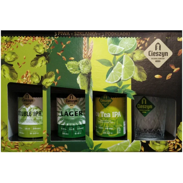 Cieszyn SET x3 – Lager, Double IPA, Ice Tea IPA + GLAS