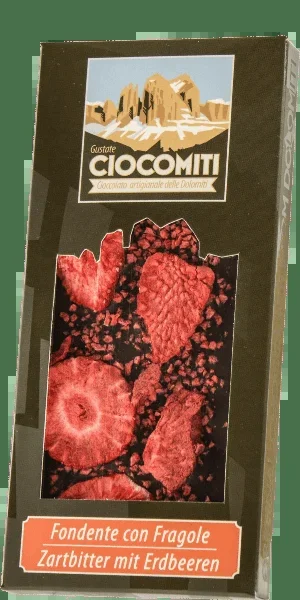 Ciocomiti Zartbitter mit Erdbeeren Schokoladentafel