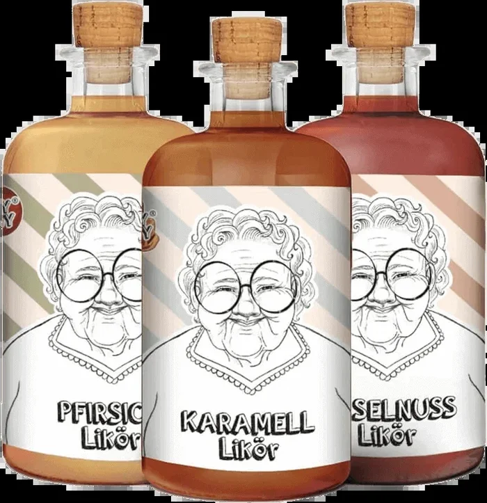 Crazy Granny – Likör 3er Bundle (Haselnusslikör + Karamelllikör + Pfirsichlikör)