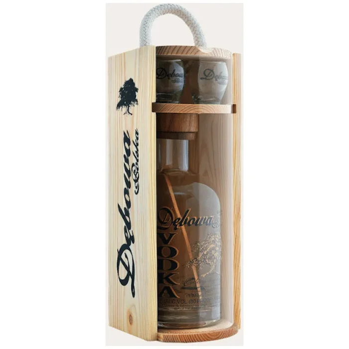 DĘBOWA ETUI DREWNIANE 40% 0.7L + KIELISZKI