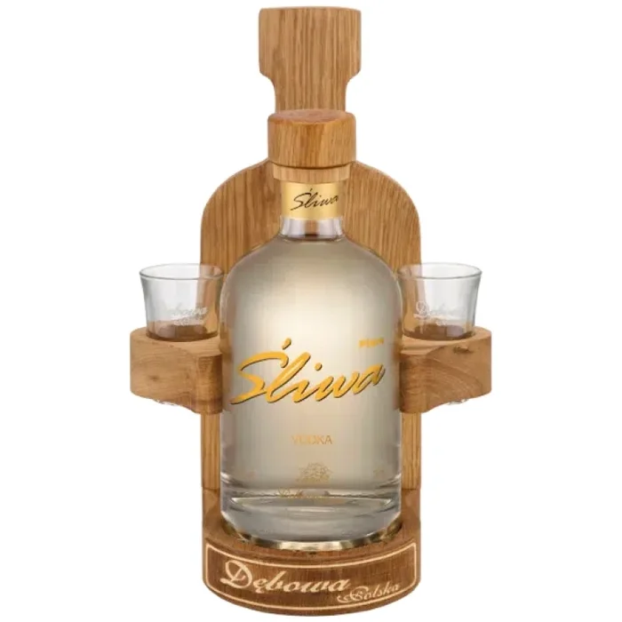 DĘBOWA POLSKA ŚLIWA Single 0.7L WOOD + 2 GLASSES