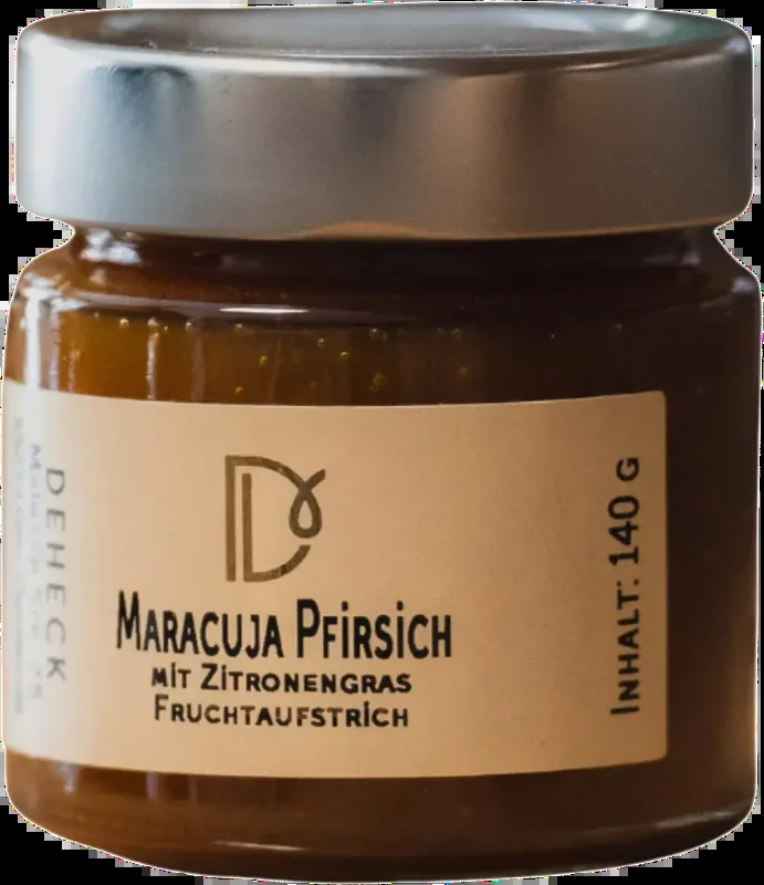 Deheck Manufaktur Maracuja Pfirsich Aufstrich mit Zitronengras