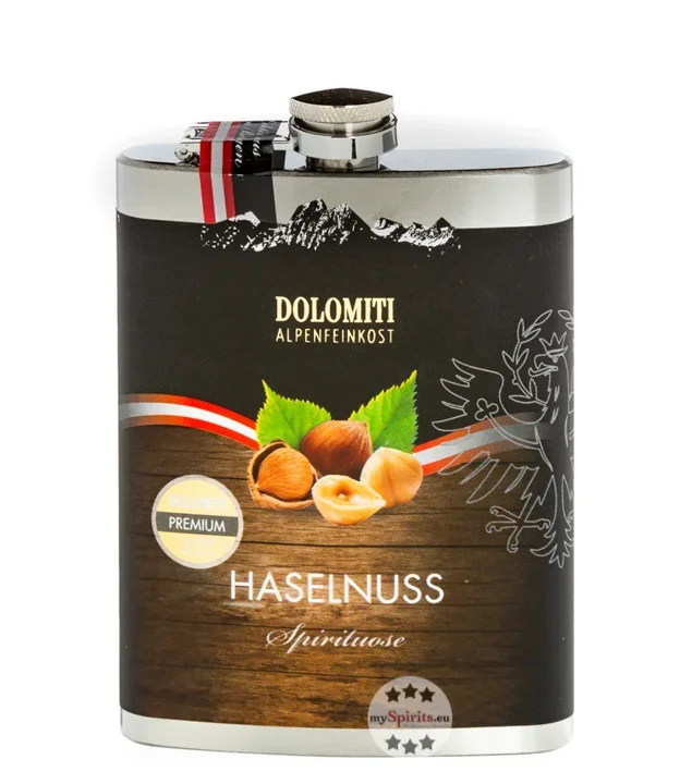 Dolomiti Flachmann Haselnuss Schnaps 0,2l