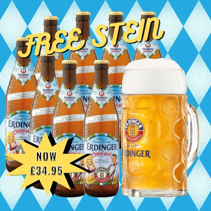 Erdinger Oktoberfest Beer 500ml Bottles with FREE Erdinger Stein – 5.7% ABV (8 Pack)