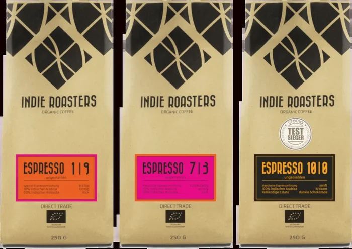 Espressobombe – 3x Craft Espresso von Indie Roasters (1x Espresso 1 | 9 + 1x Espresso 7 | 3 + 1x Espresso 10 | 0)