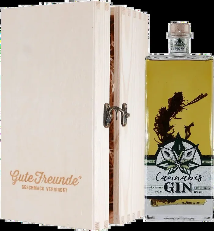 Euphoria Cannabis Gin with wooden gift box