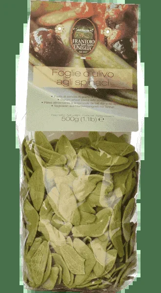 Frantoio Sant’Agata D’oneglia Foglie d’ulivo agli spinaci – Pasta Spezialität mit Spinat 500g