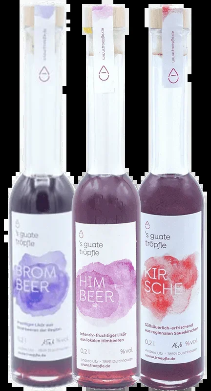 Fruit liqueur set (blackberry + raspberry + cherry)