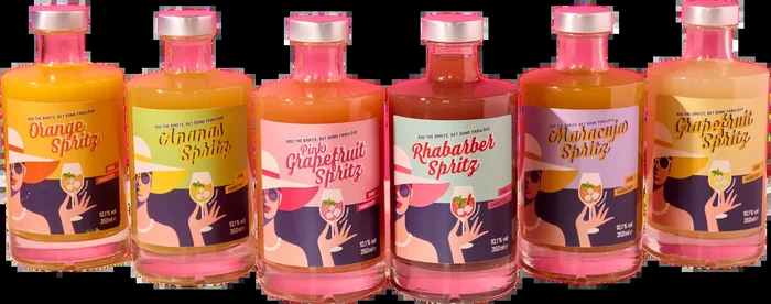 Gemischte Box: Ananas-, Grapefruit-, Maracuja-, Orange-, PinkGrapefruit- und RhabarberSpritz