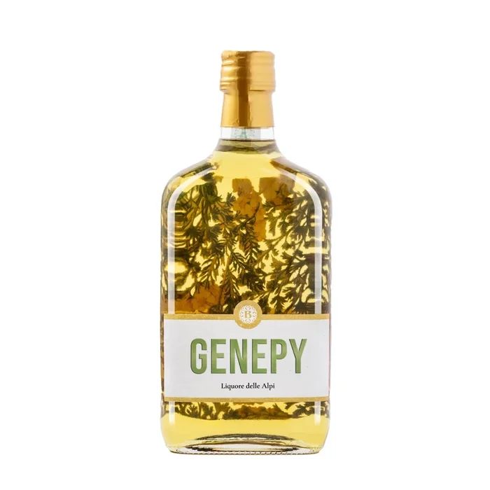 Genepy / Genepi Fiori „Bordiga“. Likör aus Piemont, Italien. 0,7 l, Alk. 30 % vol.