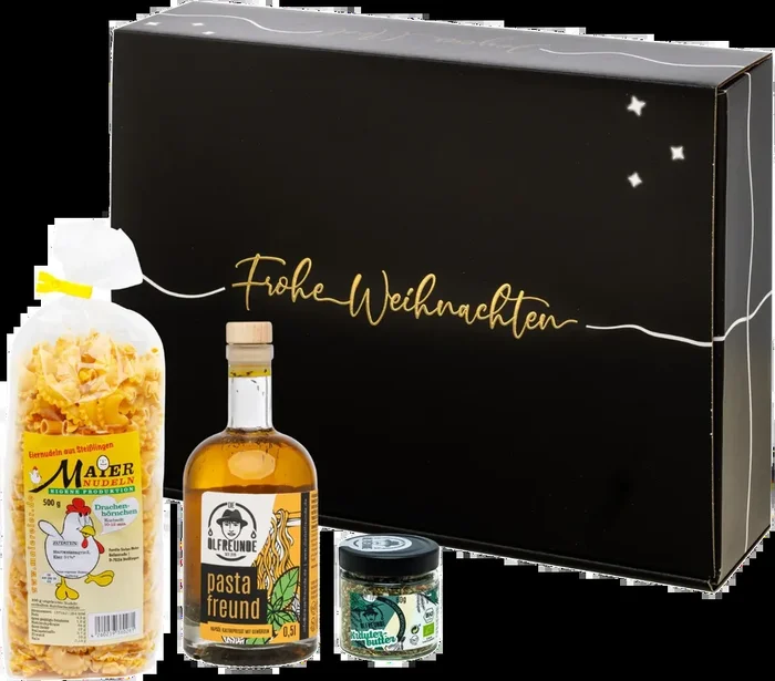 Geschenkset Pastabox (1x Pastaöl + 1x Rauchsalz + 1x Eiernudeln)