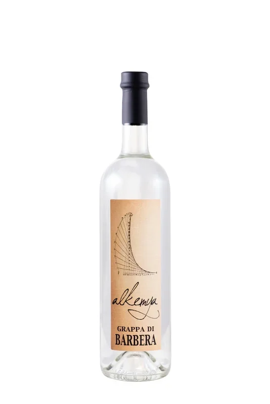 Grappa di Barbera „Alkemya“ von Bordiga . 0,7 l, Alk. 38 % vol.