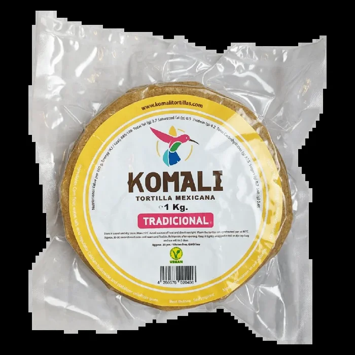Große Packung gelbe Mais Tortillas Komali Tradicional natur glutenfrei 15cm 1kg (ca. 40 St.)