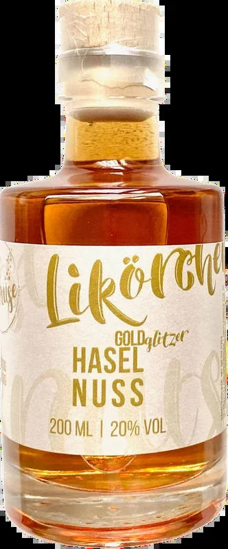 Hazelnut liqueur with gold glitter