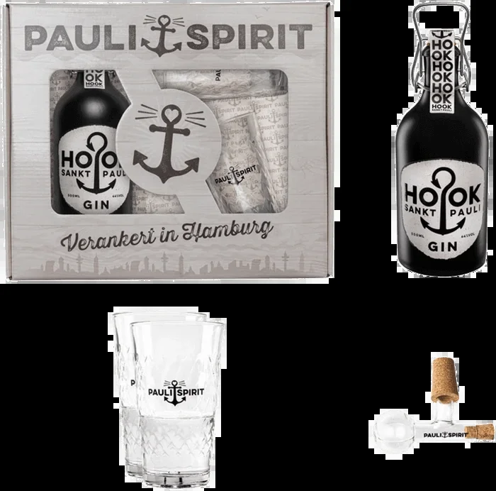HOOK Gin gift set with 2 glasses & pourer