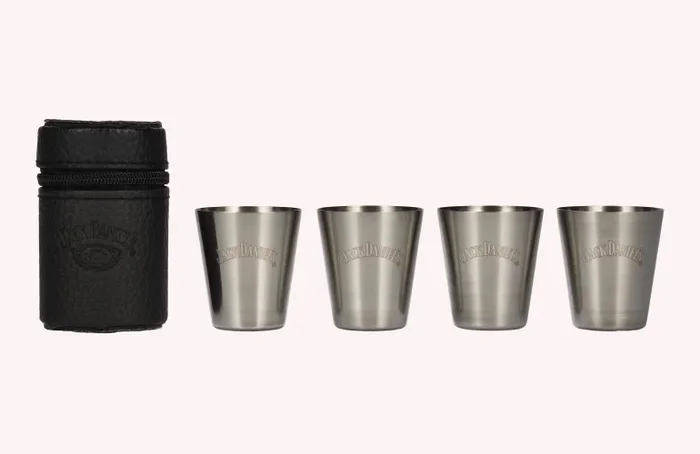 Jack Daniel’s Shot Cups in Kunstledertasche