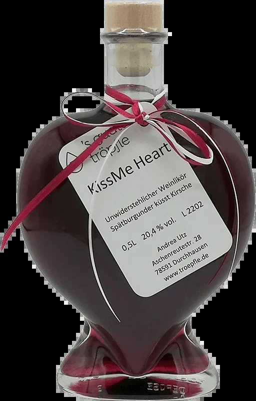 Kiss Me Heart – Spätburgunder-Likör mit Kirsche in der Herzflasche