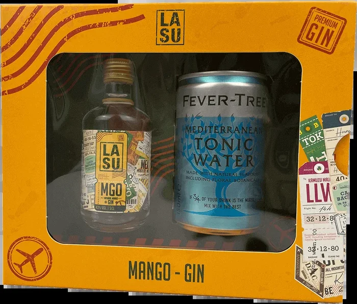 LA SU Gin & Tonic – Tastingbox für zuhause (1x Mango Gin + 1x Fever-Tree Mediterranean Tonic)