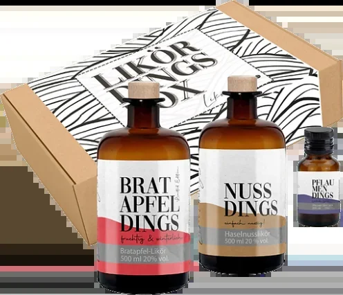 Likördings Box – XXl #3 (1x Bratapfellikör + 1x Nusslikör + 1x Pflaumenlikör)