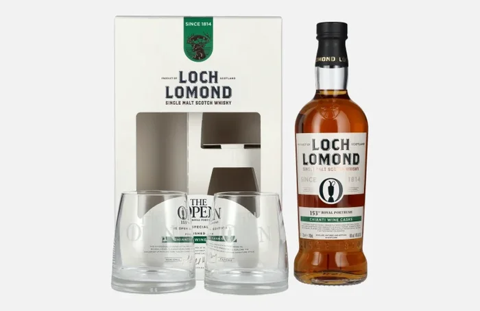 Loch Lomond THE OPEN SPECIAL EDITION 153th Royal Portrush Chianti Wine 2025 46% Vol. 0,7l in Geschenkbox mit 2 Gläsern