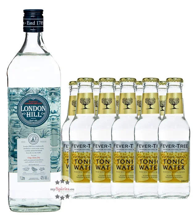 London Hill Dry Gin & 10 x Fever-Tree Indian Tonic Water
